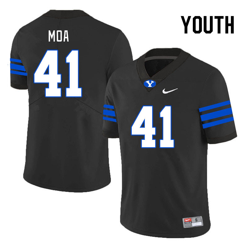 Youth #41 Sione Moa BYU Cougars College Football Jerseys Stitched Sale-Black - Click Image to Close